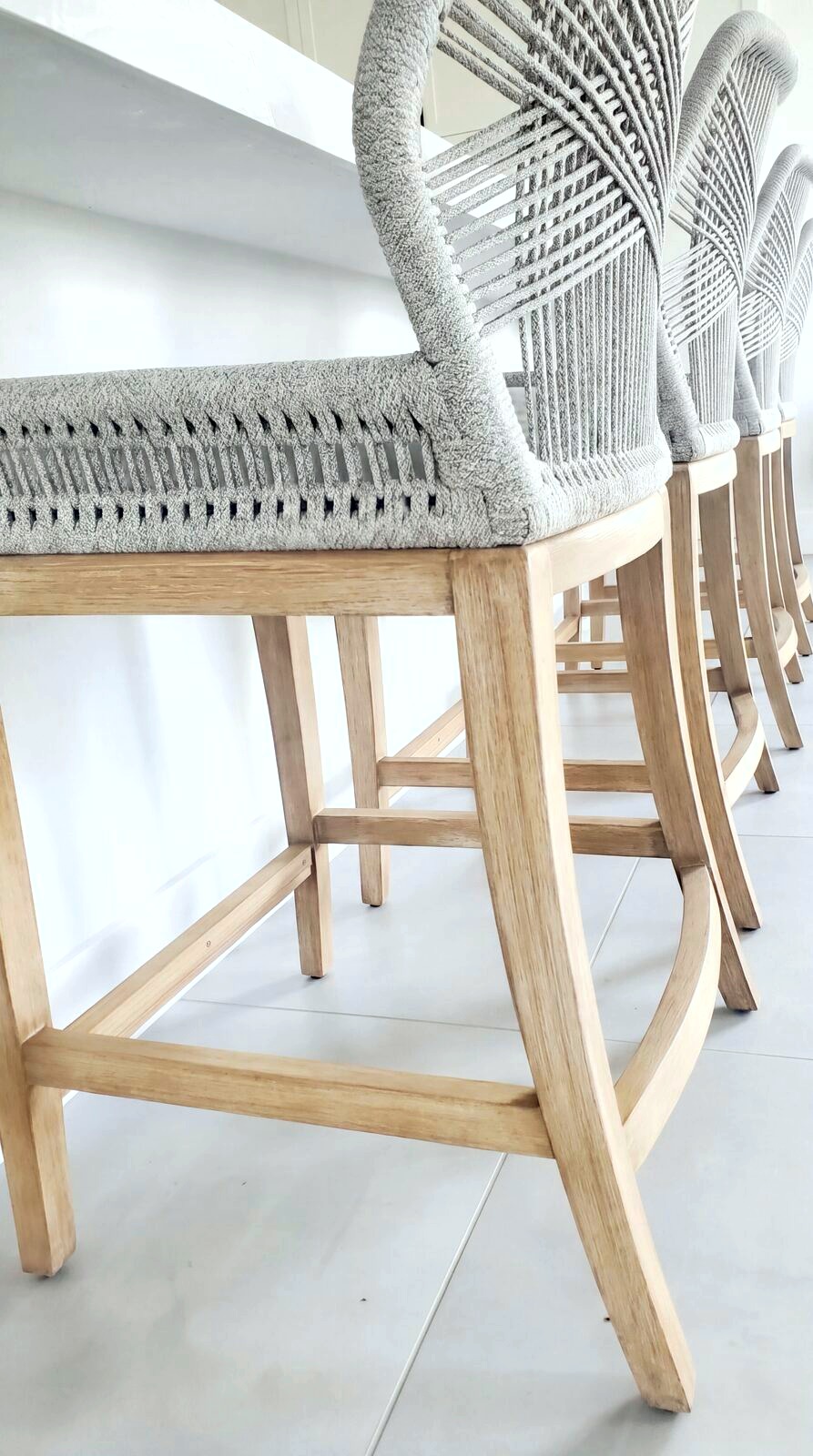 Woven rope counter stools detail